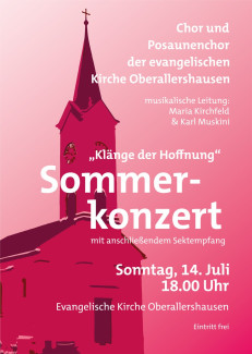 Konzert in Kirche mit Sektempfang 14.7. 19 Uhr
